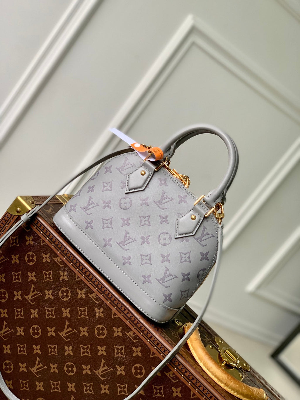 Louis Vuitton Alma BB M12561 Gray Calfskin leather Gold Hardware - Default Title - View 3