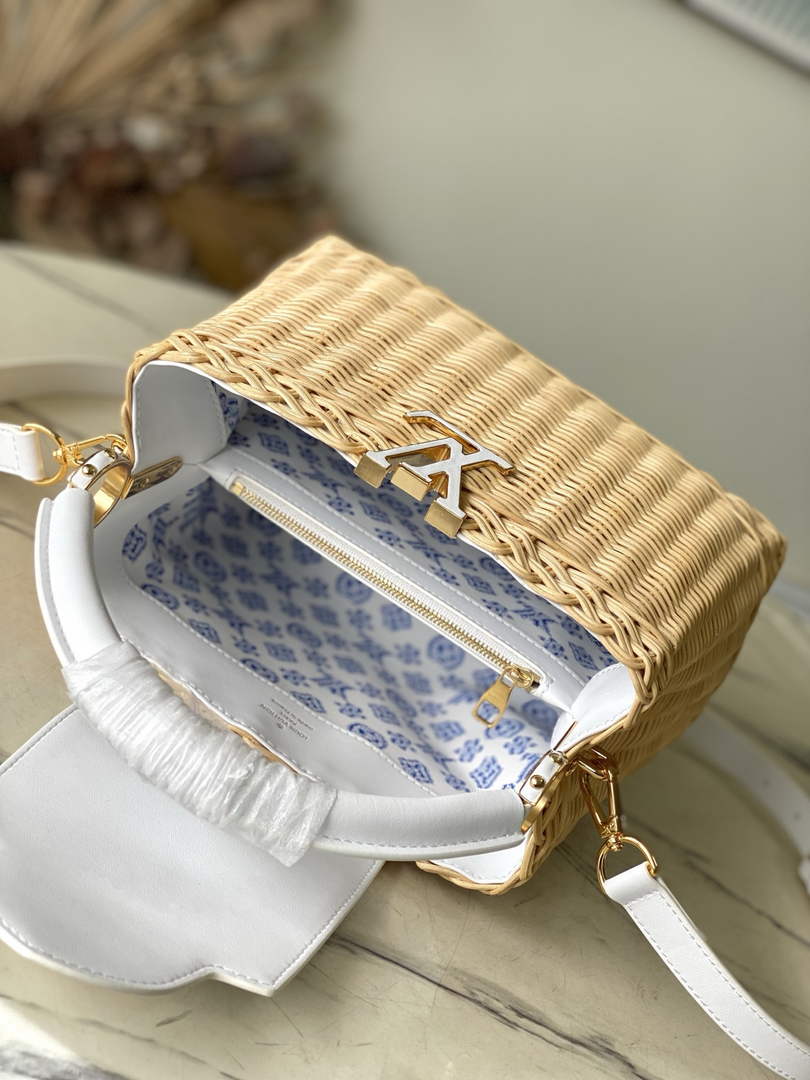 Louis Vuitton Capucines BB Bag, M26025 White Rattan and cowhide leather - Default Title - View 9