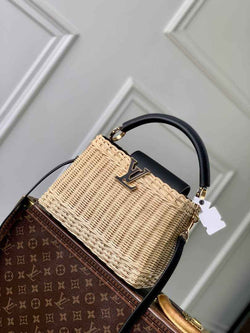 Louis Vuitton Capucines BB Bag, M14366 Black Rattan and cowhide leather - Default Title - View 1