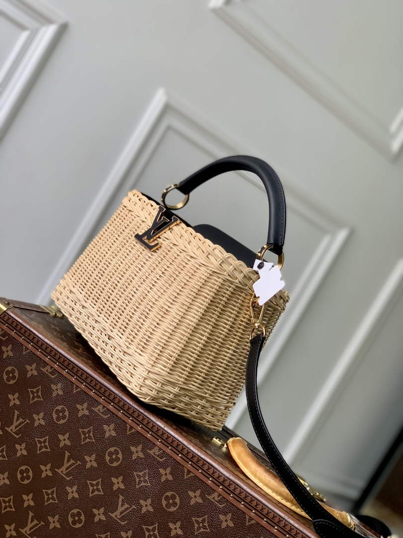 Louis Vuitton Capucines BB Bag, M14366 Black Rattan and cowhide leather - Default Title - View 2