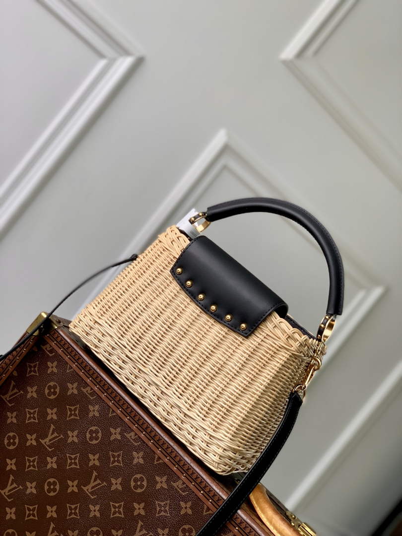 Louis Vuitton Capucines BB Bag, M14366 Black Rattan and cowhide leather - Default Title - View 3