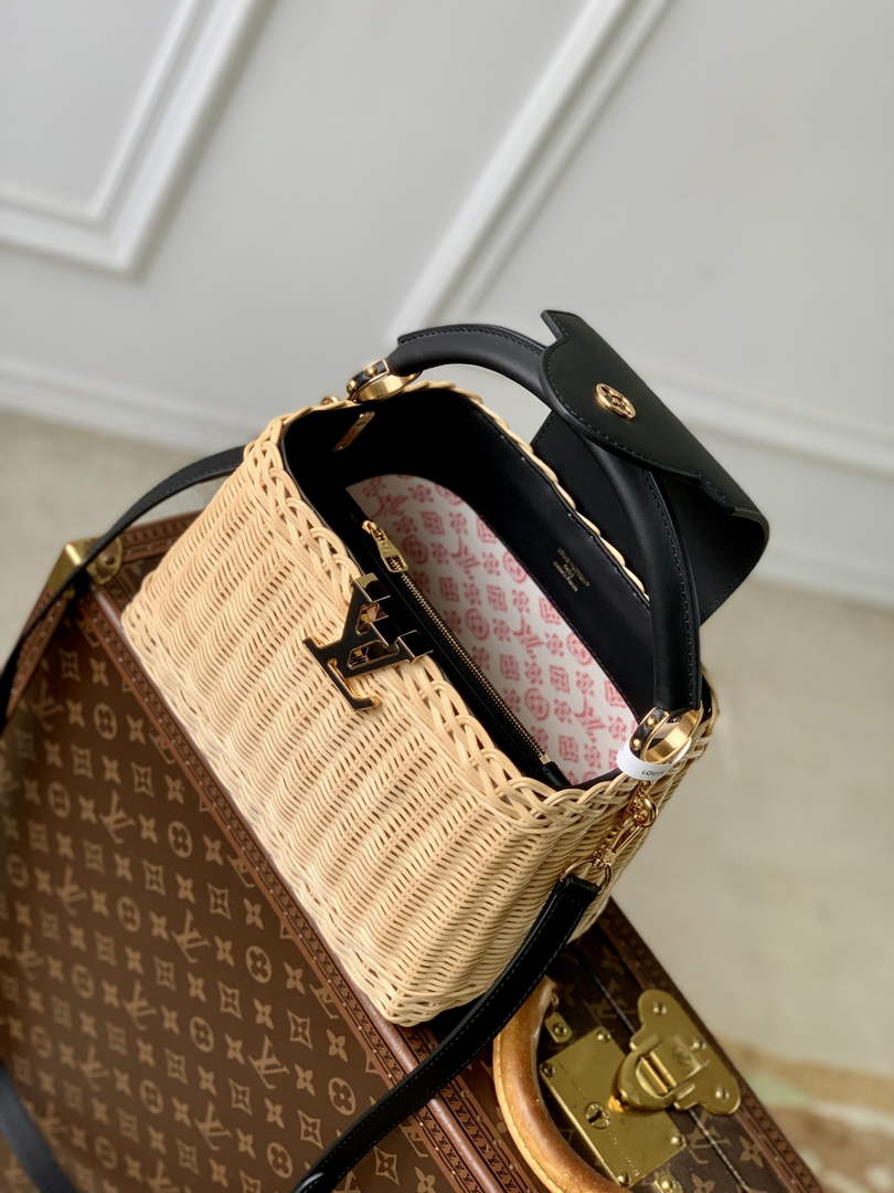 Louis Vuitton Capucines BB Bag, M14366 Black Rattan and cowhide leather - Default Title - View 5