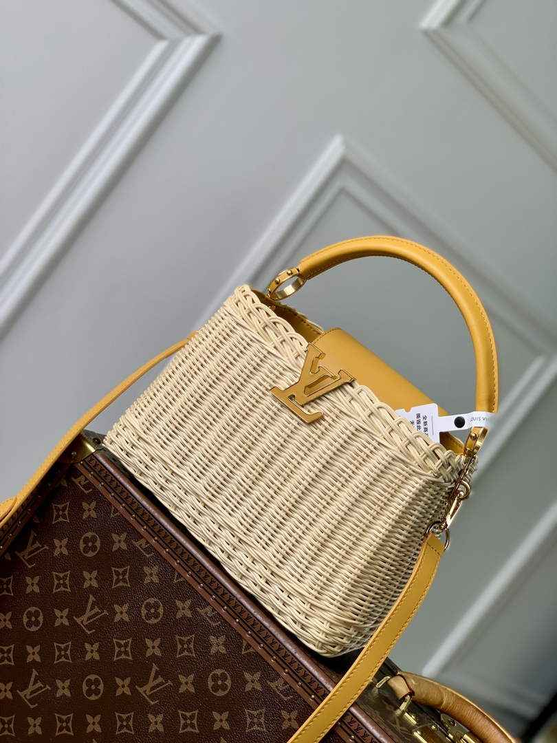 Louis Vuitton Capucines BB Bag, M24976 Yellow Rattan and cowhide leather - Default Title - View 1