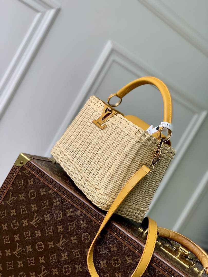 Louis Vuitton Capucines BB Bag, M24976 Yellow Rattan and cowhide leather - Default Title - View 2