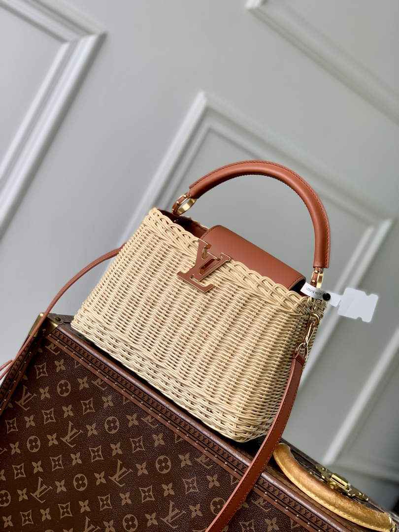 Louis Vuitton Capucines BB Bag, M26025 Brown Rattan and cowhide leather - Default Title - View 1