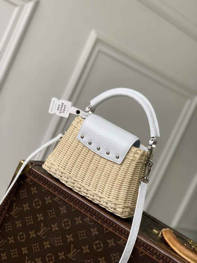 Louis Vuitton Capucines Mini Bag, M11798 White Crocodile and Rattan - Default Title - View 3