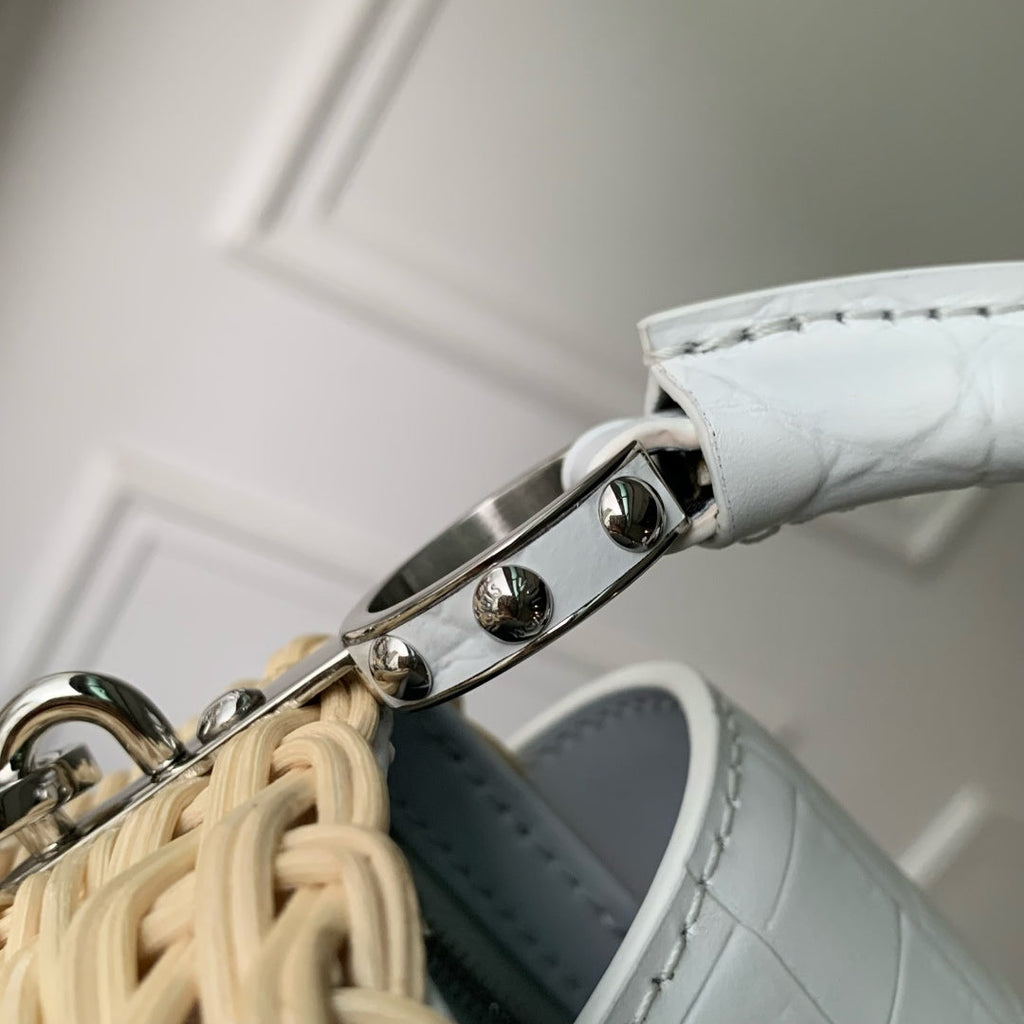 Louis Vuitton Capucines Mini Bag, M11798 White Crocodile and Rattan - Default Title - View 6