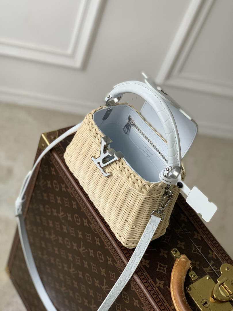 Louis Vuitton Capucines Mini Bag, M11798 White Crocodile and Rattan - Default Title - View 9