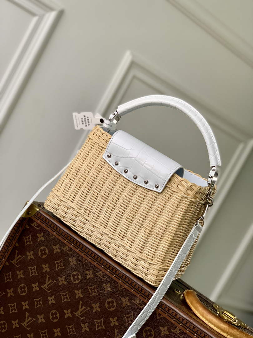Louis Vuitton Capucines BB Bag, N88126 White Crocodile and Rattan - Default Title - View 3