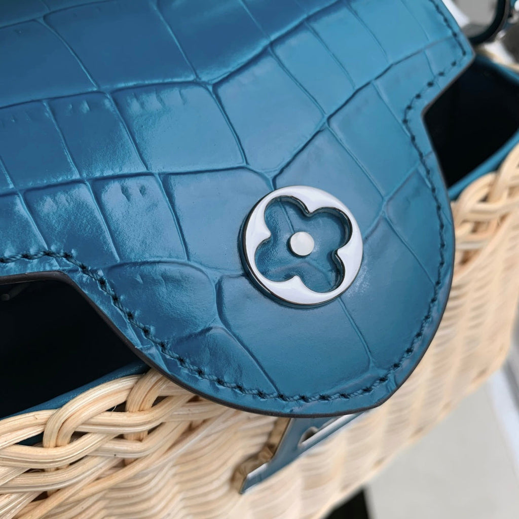 Louis Vuitton Capucines Mini Bag, M11798 Blue Crocodile and Rattan - Default Title - View 6