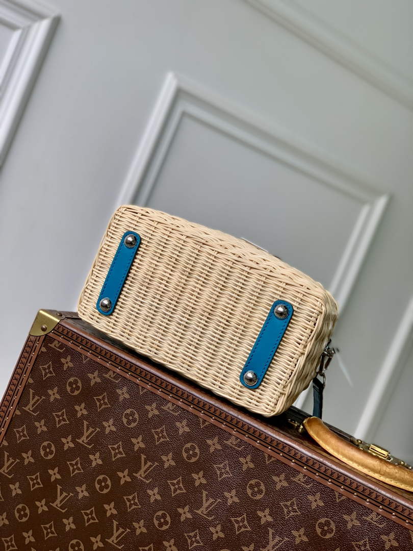 Louis Vuitton Capucines BB Bag, N88126 Blue Crocodile and Rattan - Default Title - View 4