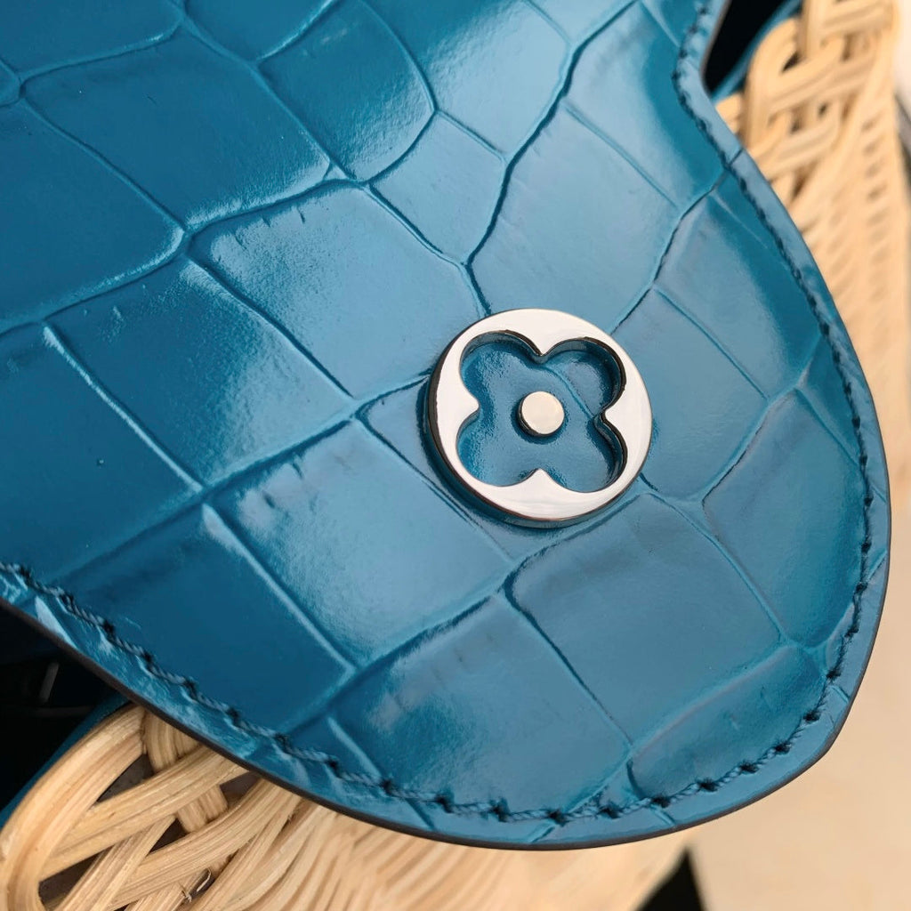 Louis Vuitton Capucines BB Bag, N88126 Blue Crocodile and Rattan - Default Title - View 5