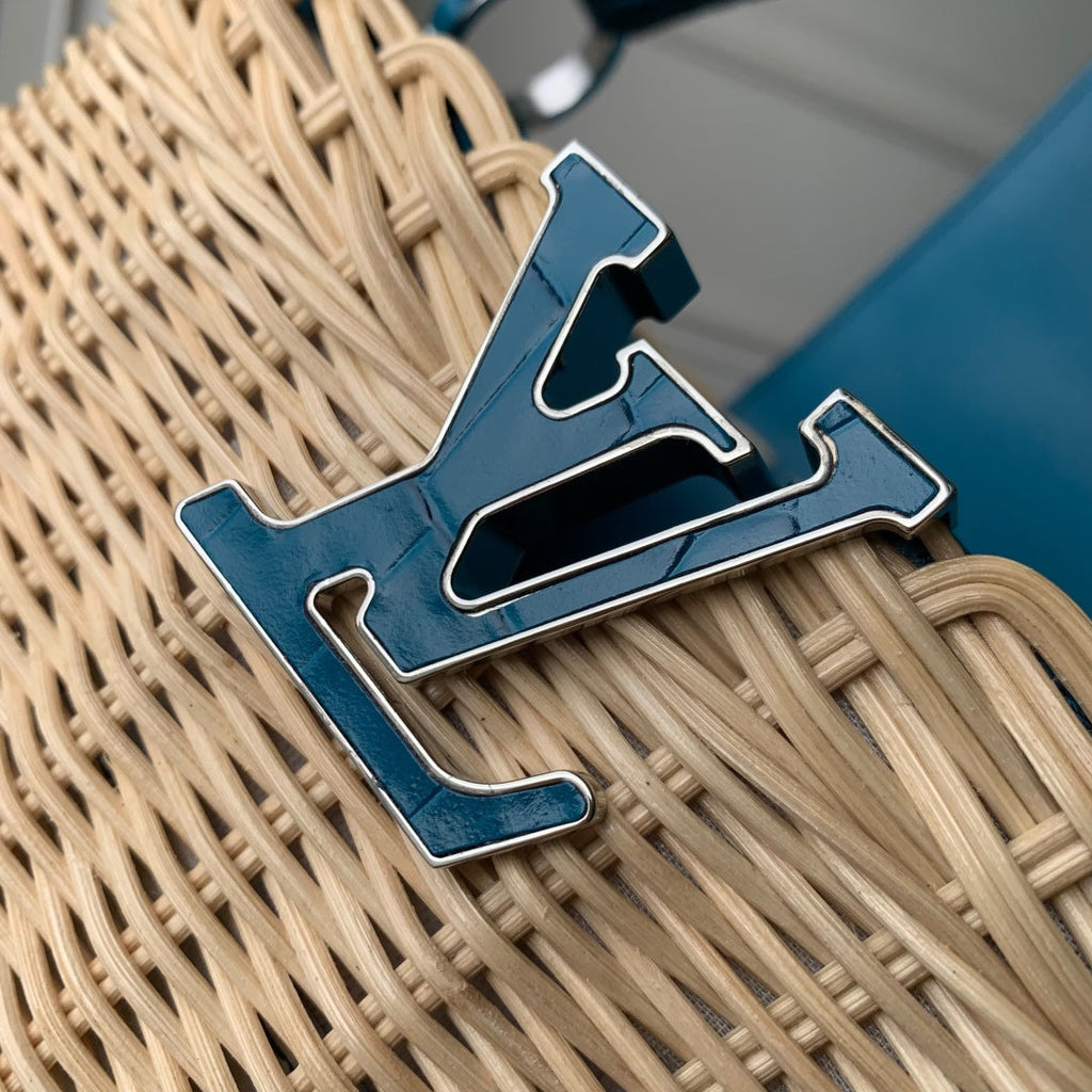 Louis Vuitton Capucines BB Bag, N88126 Blue Crocodile and Rattan - Default Title - View 6