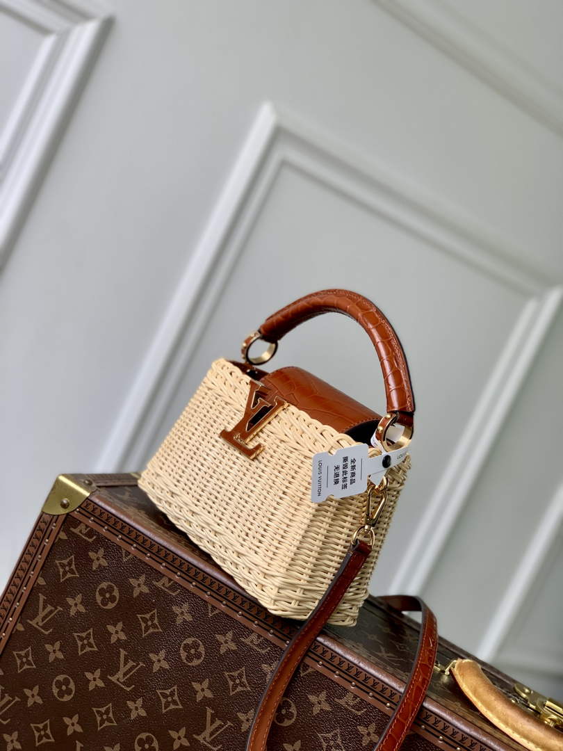Louis Vuitton Capucines Mini Bag, M11798 Brown Crocodile and Rattan - Default Title - View 2