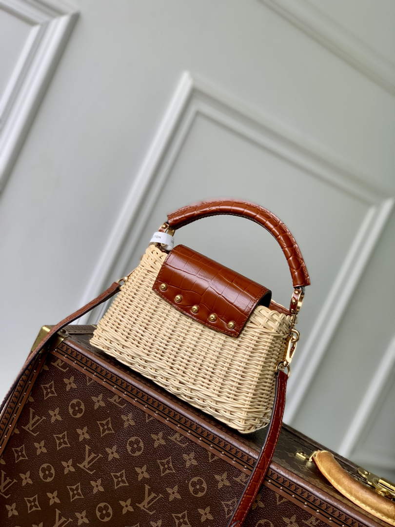 Louis Vuitton Capucines Mini Bag, M11798 Brown Crocodile and Rattan - Default Title - View 3
