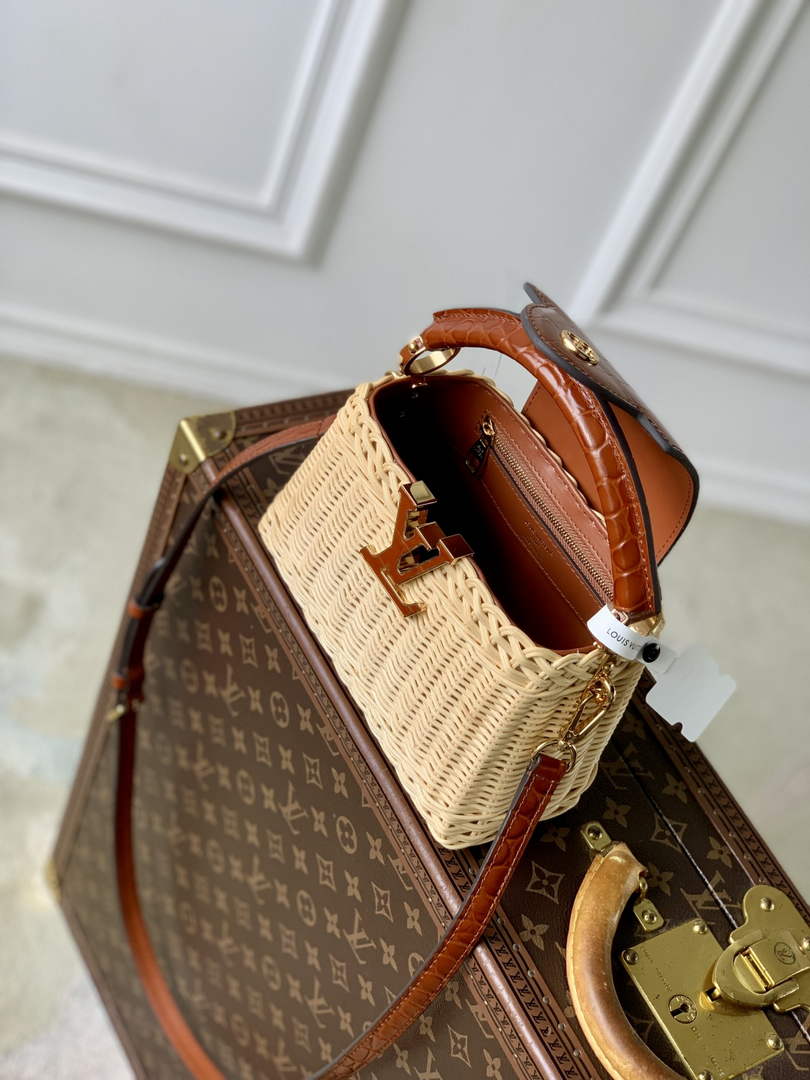 Louis Vuitton Capucines Mini Bag, M11798 Brown Crocodile and Rattan - Default Title - View 9
