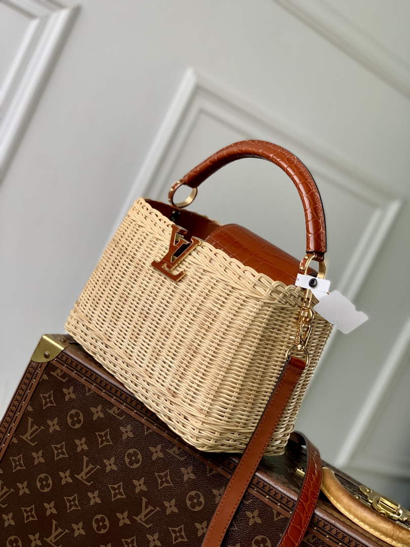 Louis Vuitton Capucines BB Bag, N88126 Brown Crocodile and Rattan - Default Title - View 2