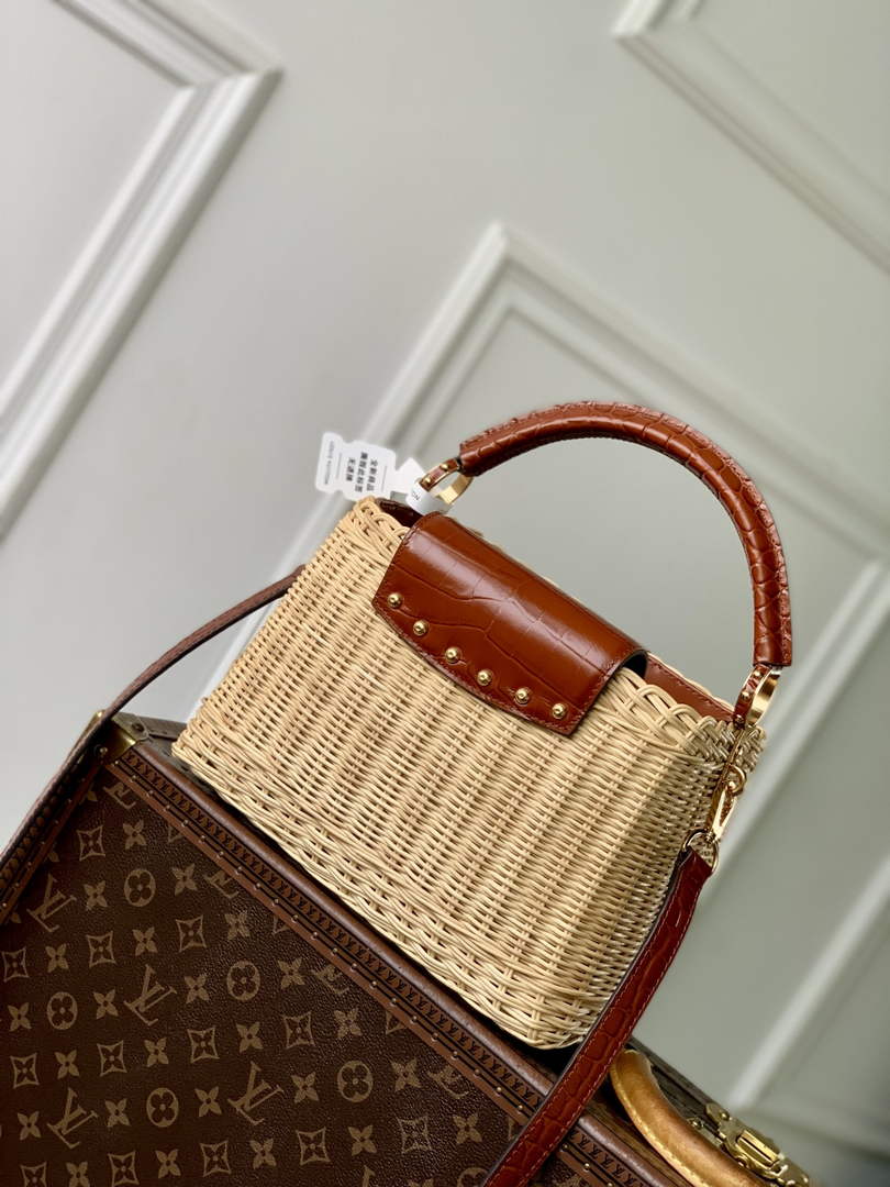 Louis Vuitton Capucines BB Bag, N88126 Brown Crocodile and Rattan - Default Title - View 3