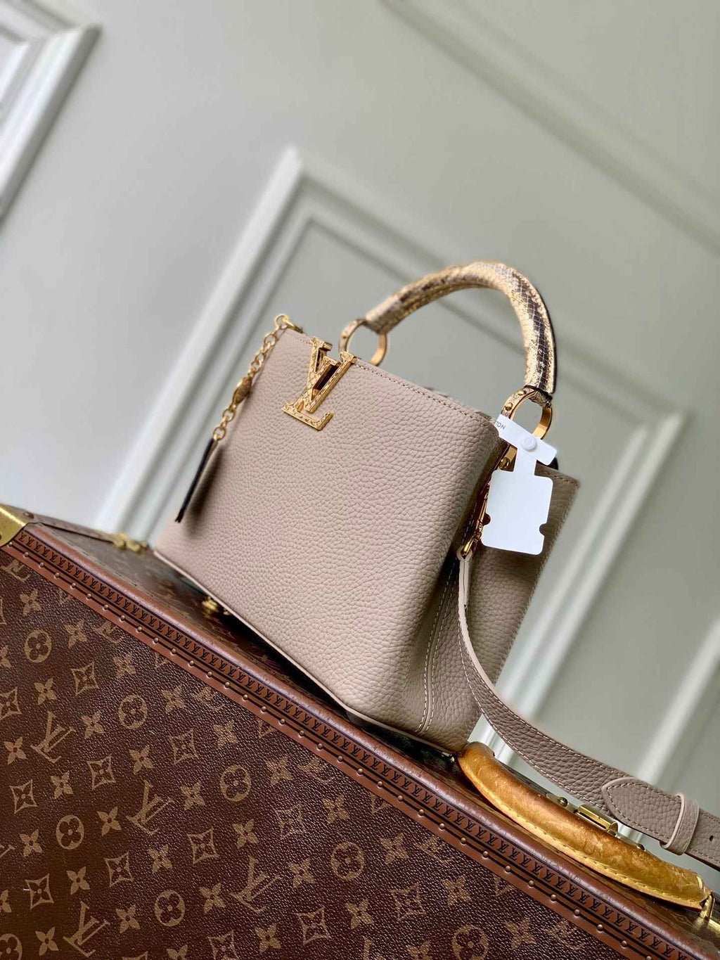 Louis Vuitton Capucines BB Bag, N89369 In Gray Taurillon Leather - Default Title - View 2