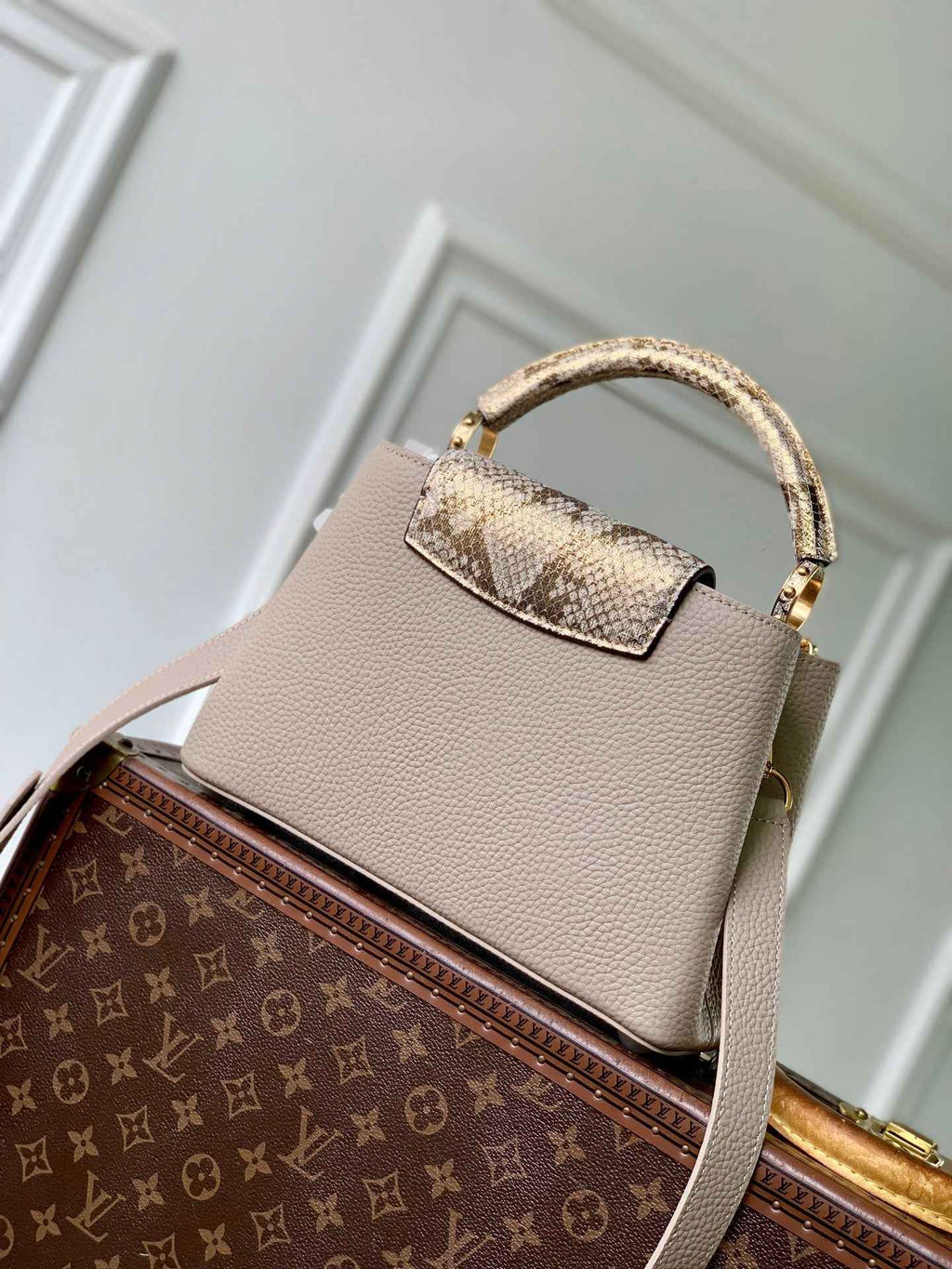 Louis Vuitton Capucines BB Bag, N89369 In Gray Taurillon Leather - Default Title - View 3