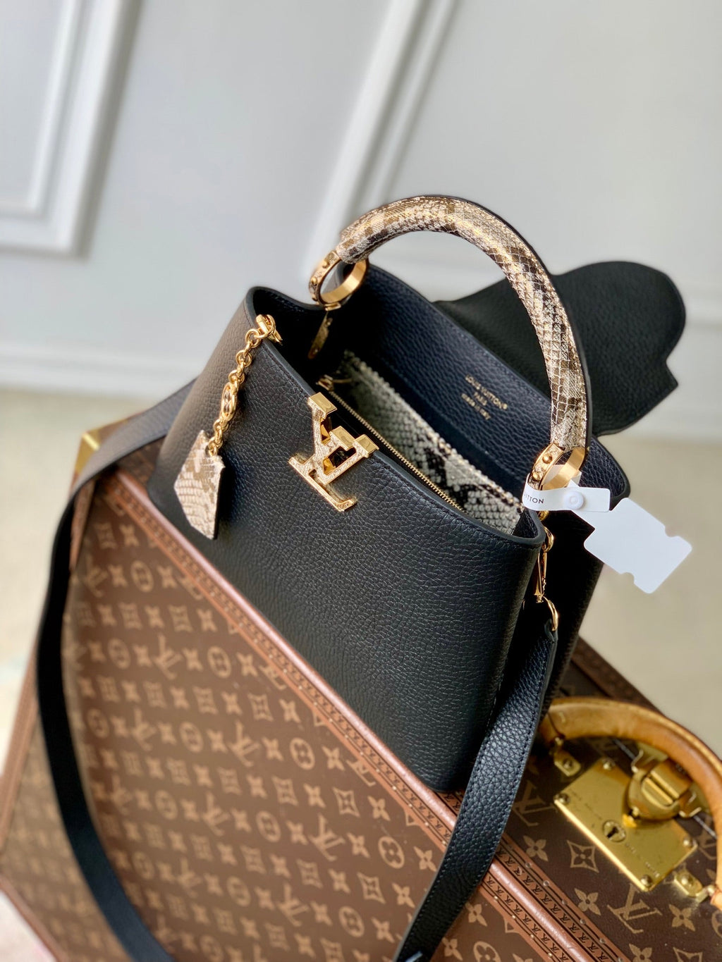 Louis Vuitton Capucines BB Bag, N89369 In Black Taurillon Leather - Default Title - View 9