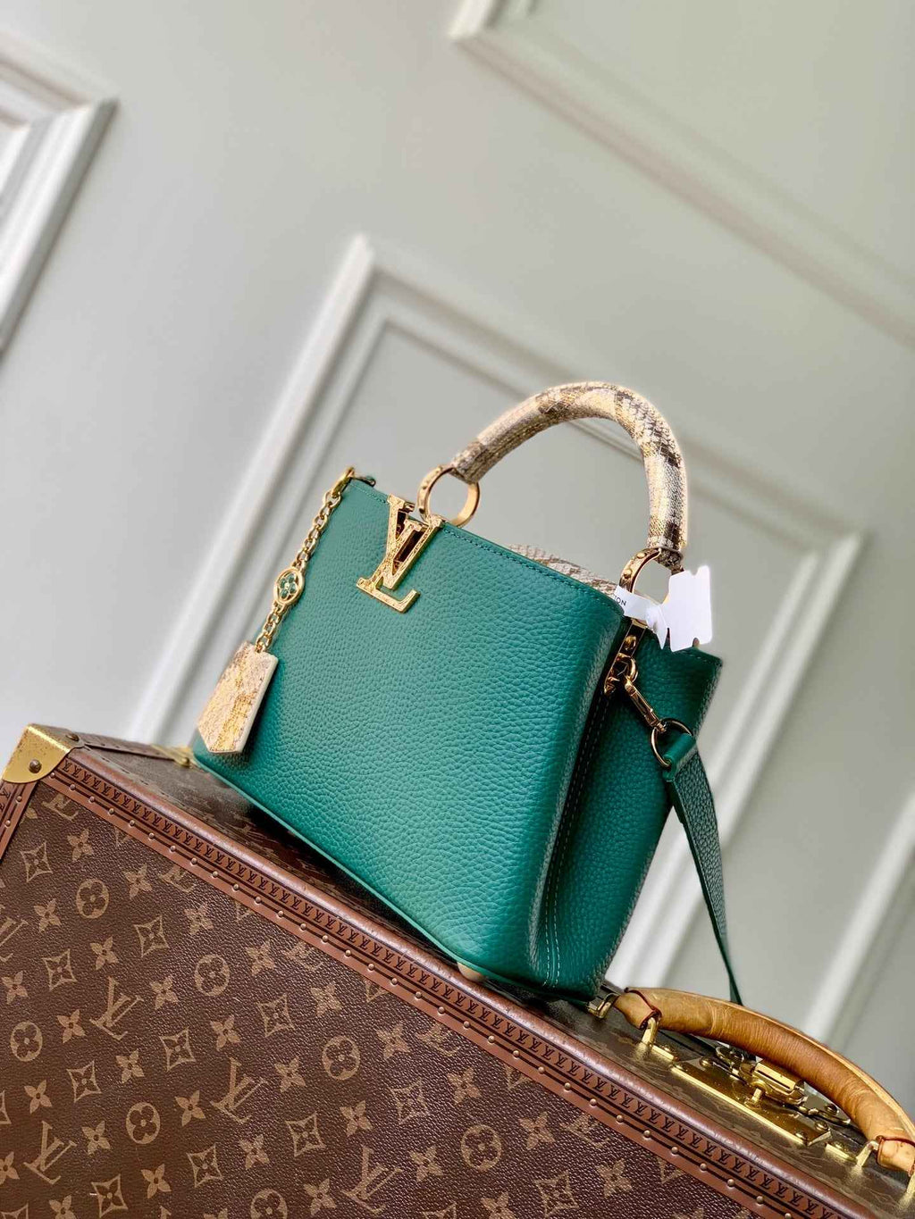 Louis Vuitton Capucines BB Bag, N89369 In Green Taurillon Leather - Default Title - View 2