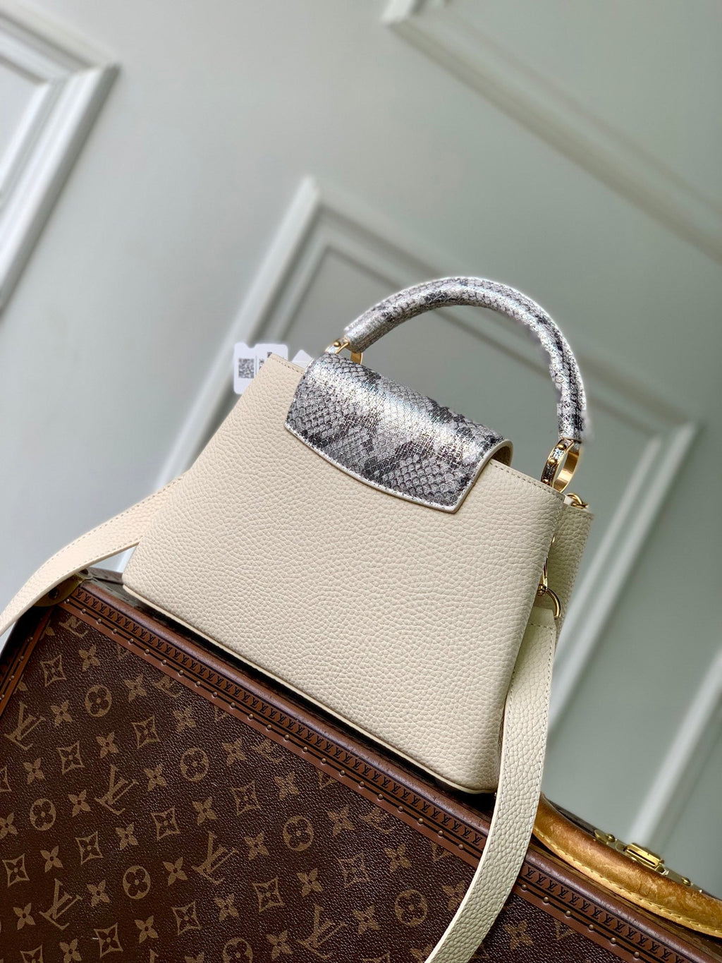 Louis Vuitton Capucines BB Bag, N89369 In Beige Taurillon Leather - Default Title - View 3