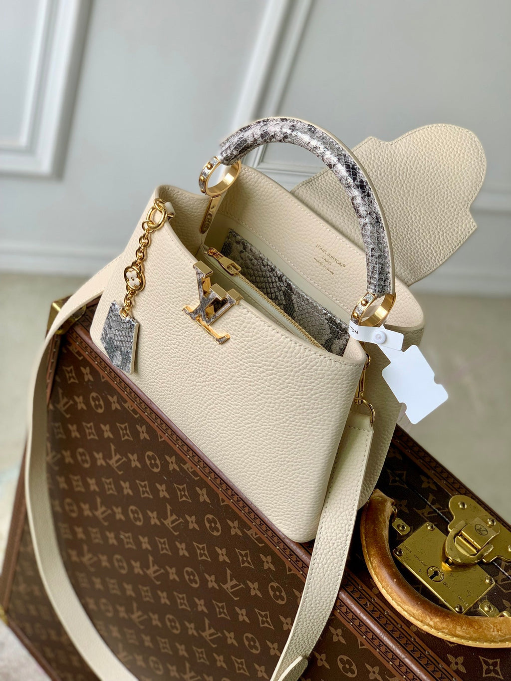 Louis Vuitton Capucines BB Bag, N89369 In Beige Taurillon Leather - Default Title - View 9