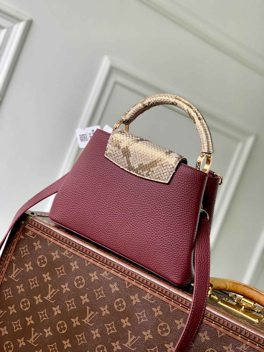 Louis Vuitton Capucines BB Bag, N89369 In Dark Red Taurillon Leather - Default Title - View 3