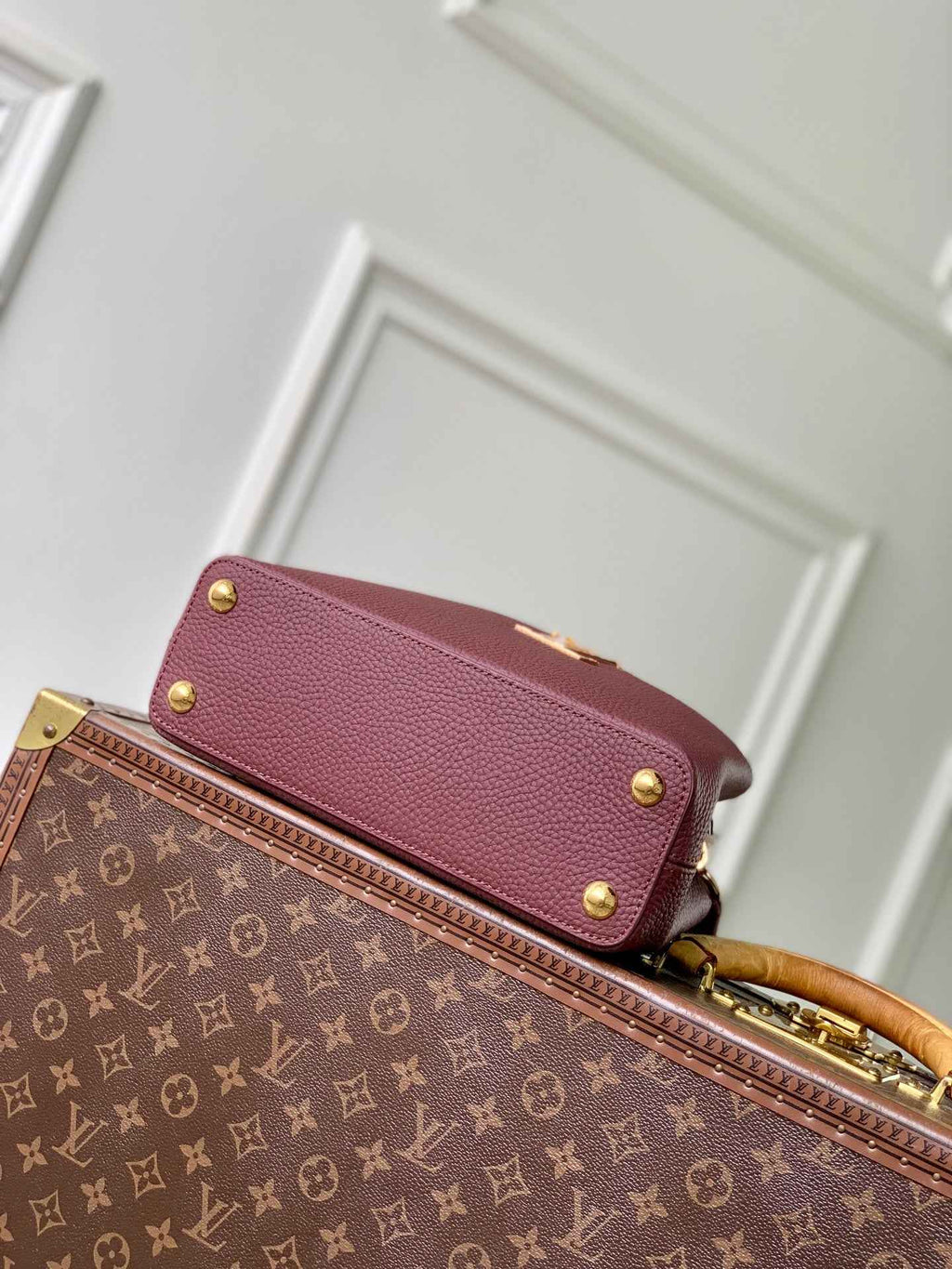 Louis Vuitton Capucines BB Bag, N89369 In Dark Red Taurillon Leather - Default Title - View 4