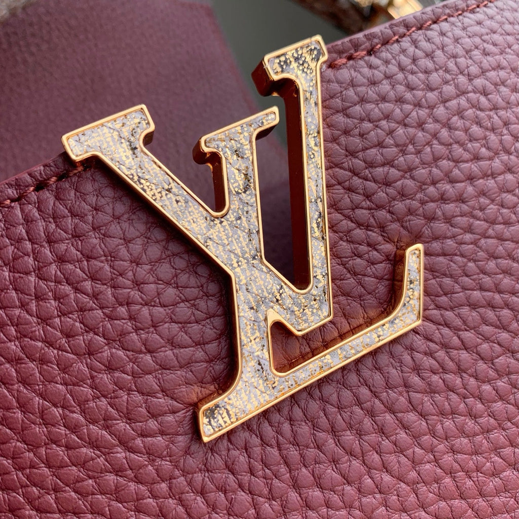 Louis Vuitton Capucines BB Bag, N89369 In Dark Red Taurillon Leather - Default Title - View 7
