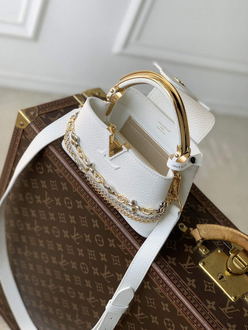 Louis Vuitton Capucines East-West Mini, M26345 In White Taurillon Leather - Default Title - View 5