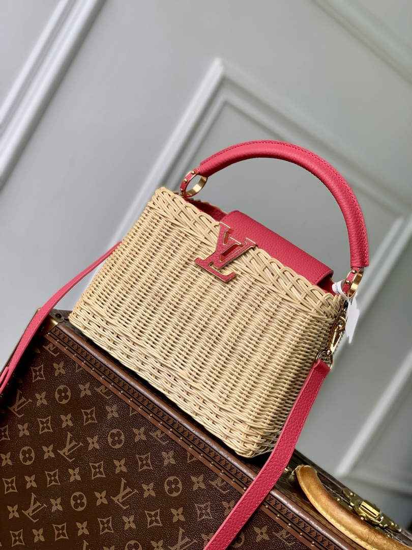 Louis Vuitton Capucines BB Bag, M26025 Plum Rattan and cowhide leather - Default Title - View 1