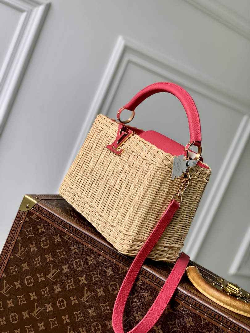 Louis Vuitton Capucines BB Bag, M26025 Plum Rattan and cowhide leather - Default Title - View 2