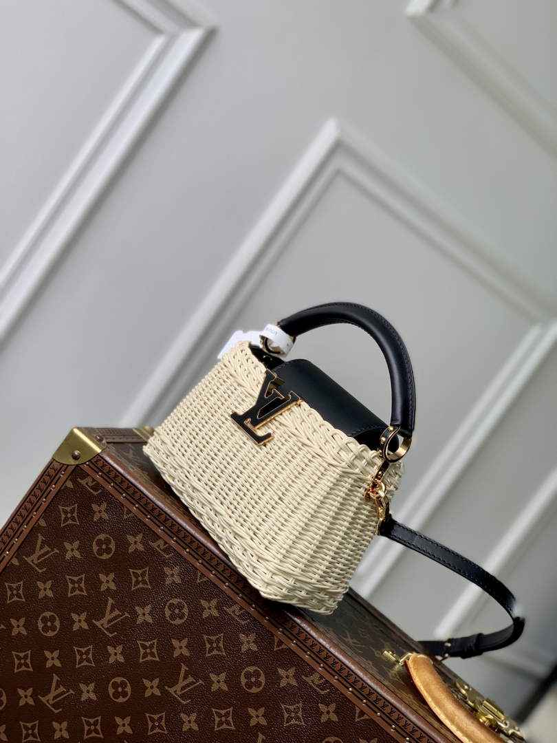 Louis Vuitton Capucines Mini Bag, M26003 Black Rattan and cowhide leather - Default Title - View 2