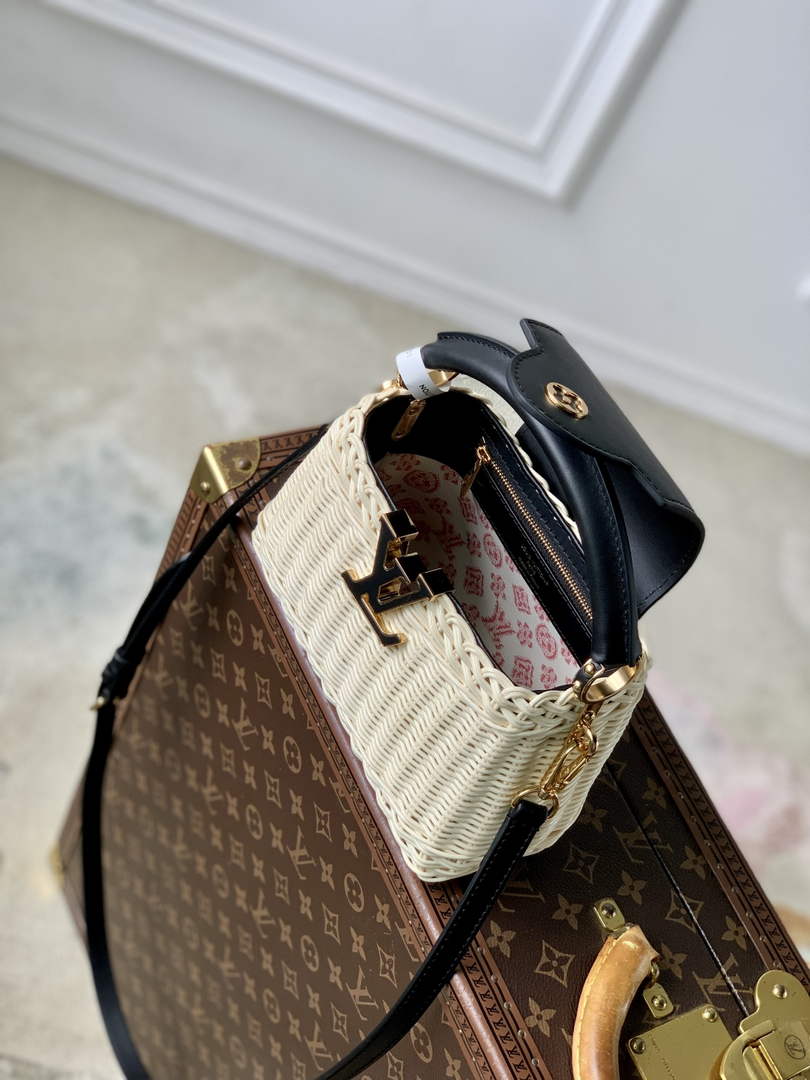 Louis Vuitton Capucines Mini Bag, M26003 Black Rattan and cowhide leather - Default Title - View 9
