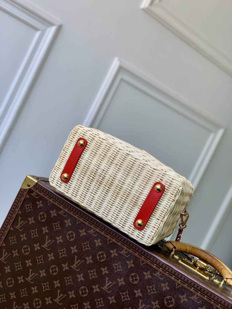 Louis Vuitton Capucines BB Bag, M26025 Washed Blue Rattan and denim - Default Title - View 4
