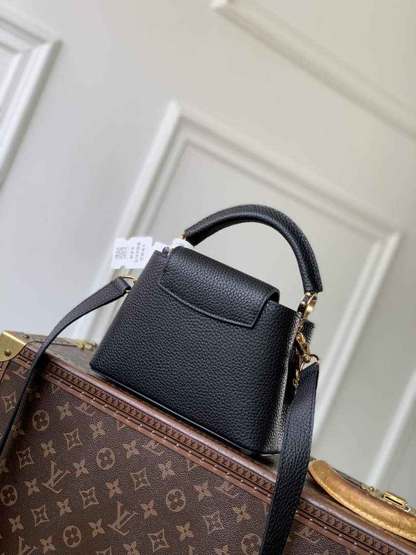 Louis Vuitton Capucines Mini Bag, M26351 In Black Taurillon Leather Gold - Default Title - View 3