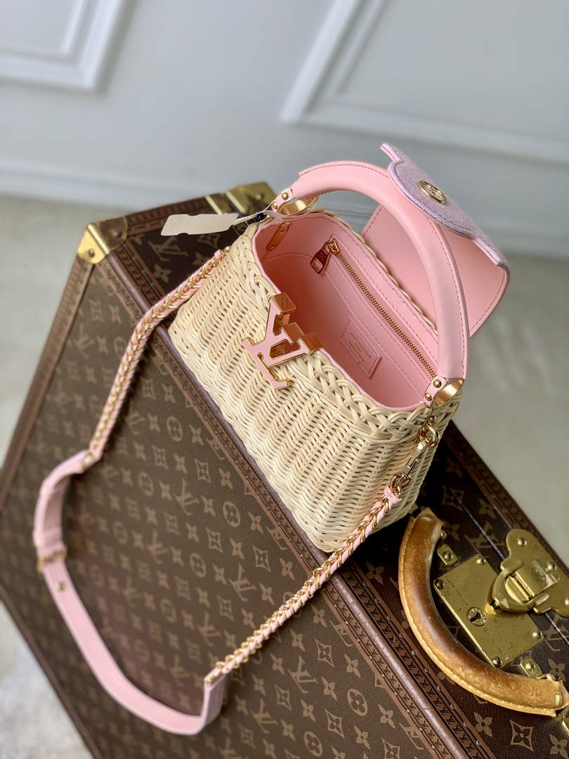 Louis Vuitton Capucines Mini Bag, M28548 Washed Pink Rattan and denim - Default Title - View 10