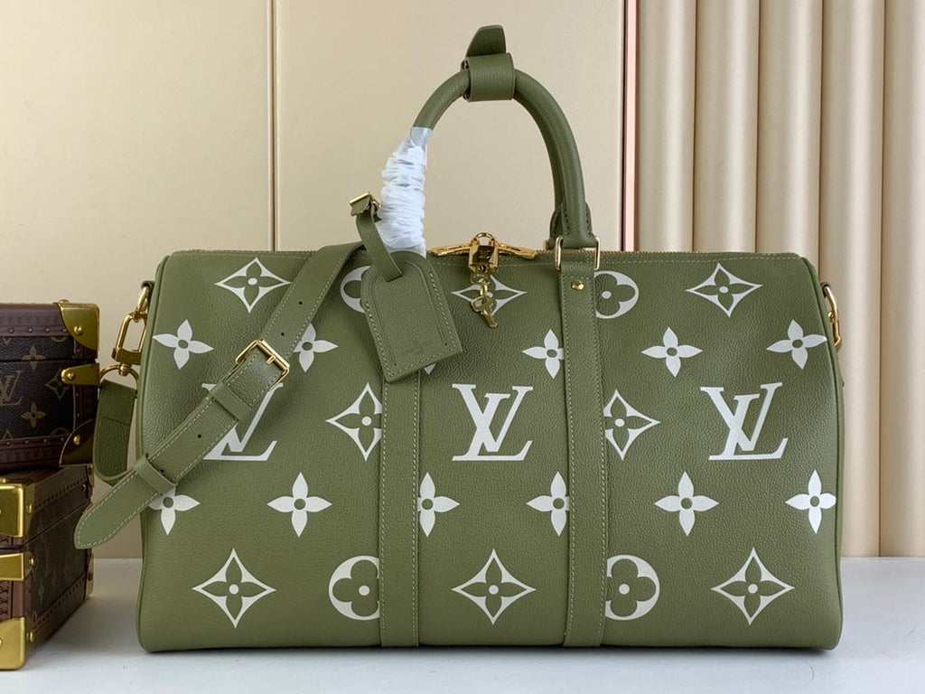 Louis Vuitton Keepall Bandouliere 45 Travel Bag M46671 Green Leather
