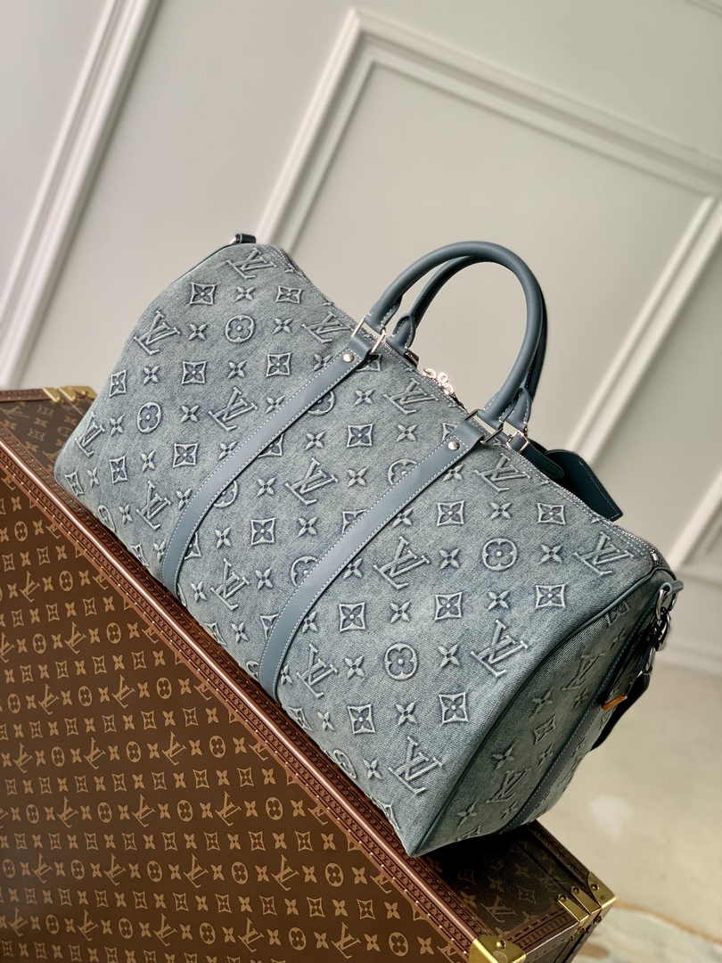 Louis Vuitton Keepall Bandouliere 50 Bag M22532 Monogram Washed Denim