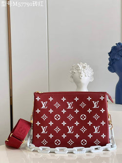 Louis Vuitton M20761 Coussin PM Handbag Lambskin Wine Red - Default Title - View 1