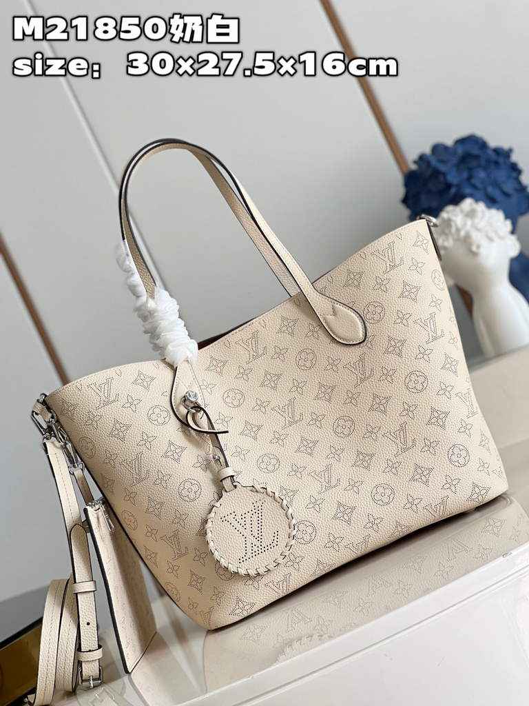 Louis Vuitton M21850 Blossom MM Bag Mahina Leather In Crème Beige