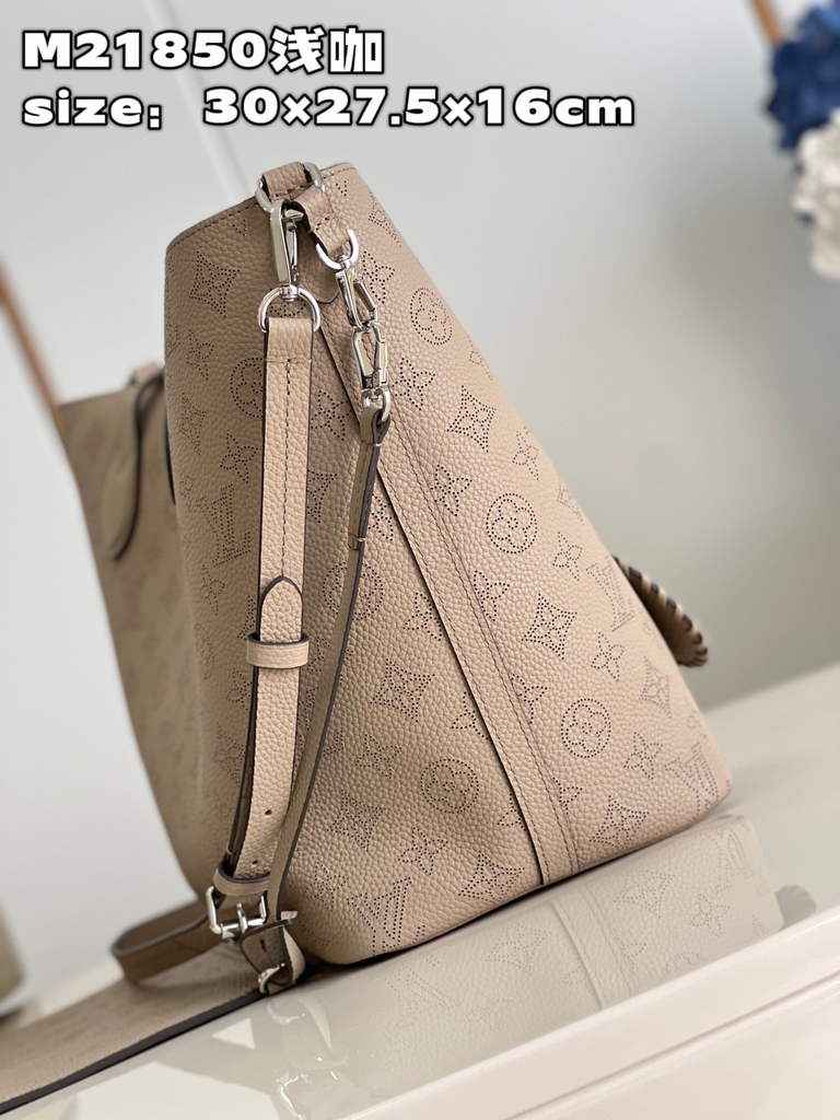Louis Vuitton M21852 Blossom MM Bag Mahina Leather In Galet Beige