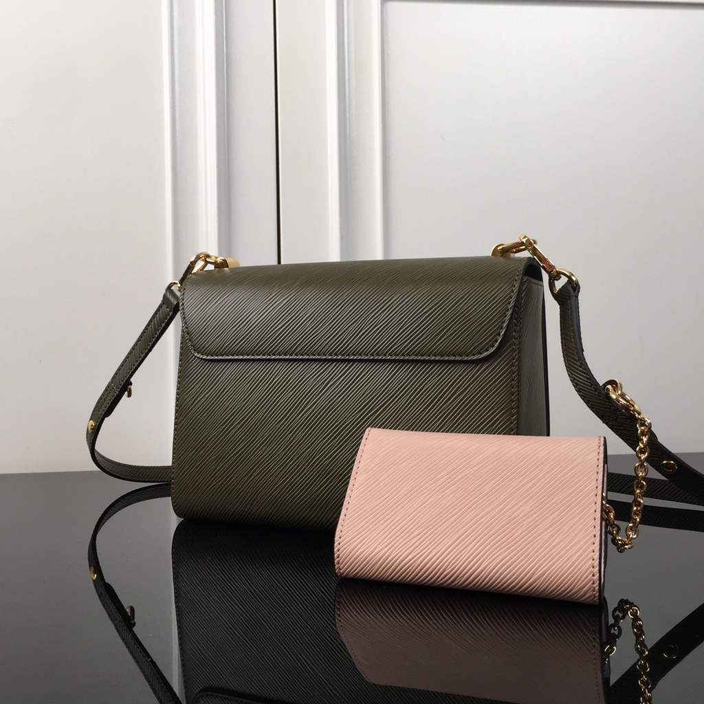 Louis Vuitton M59884 Twist MM Bag Epi Leather Kaki White