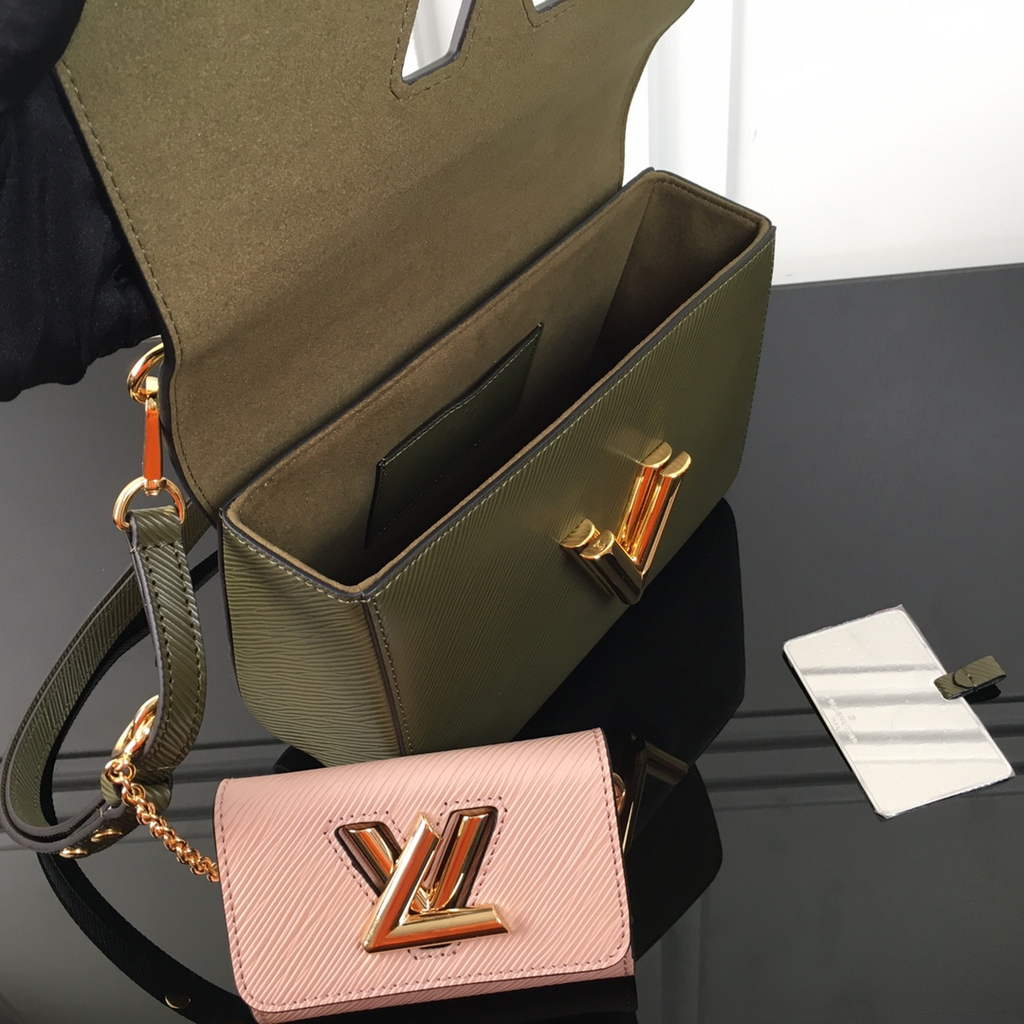 Louis Vuitton M59884 Twist MM Bag Epi Leather Kaki White