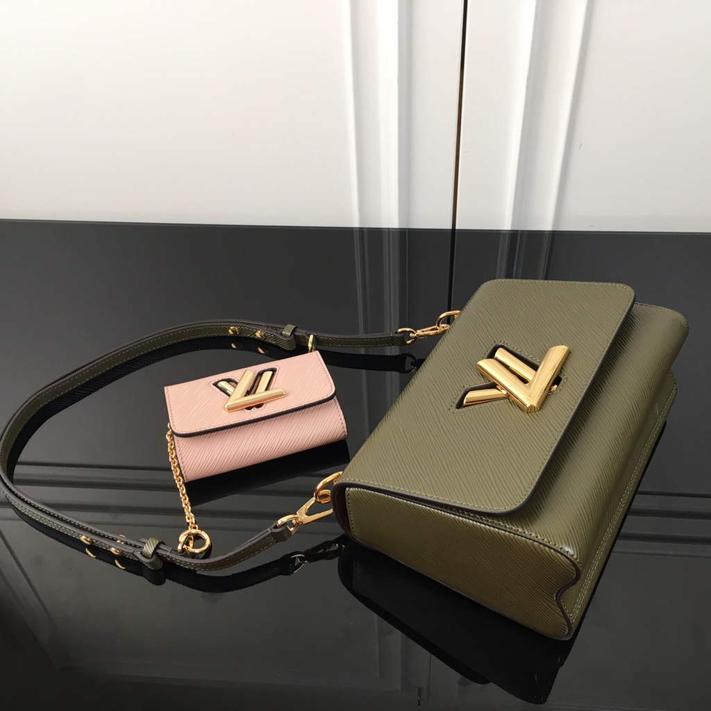 Louis Vuitton M59884 Twist MM Bag Epi Leather Kaki White