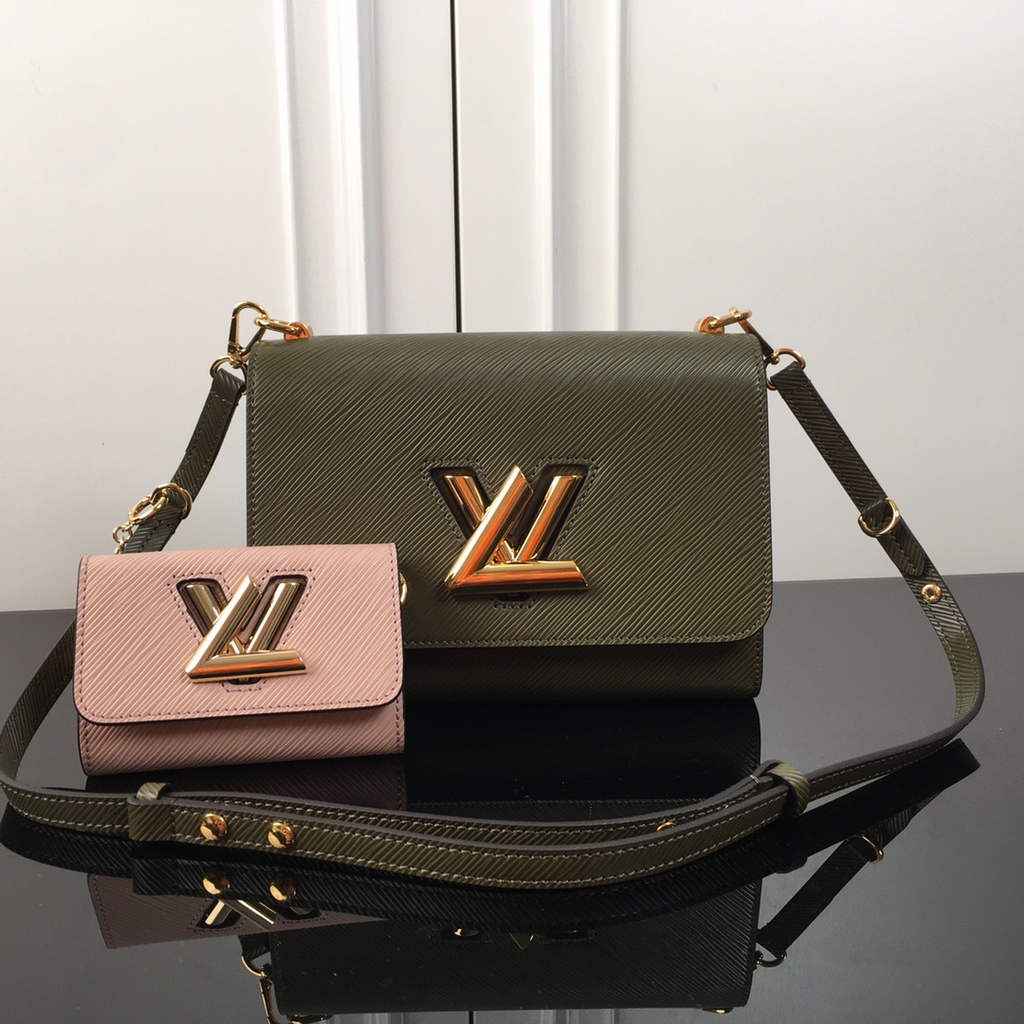 Louis Vuitton M59884 Twist MM Bag Epi Leather Kaki White