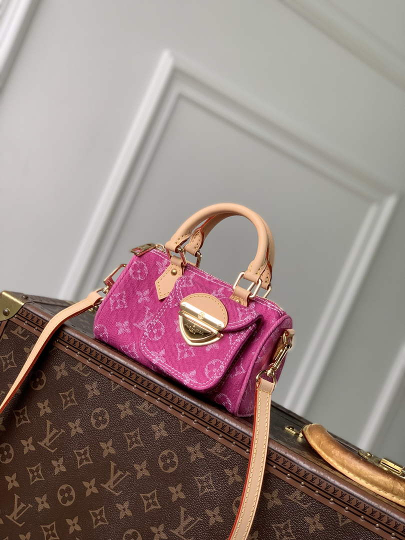 Louis Vuitton Nano Speedy Bag M27603 Fuchsia Denim - Default Title - View 1