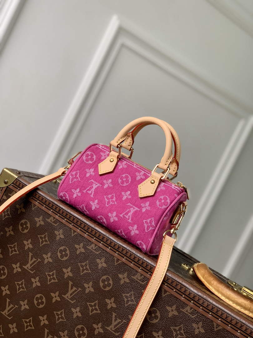 Louis Vuitton Nano Speedy Bag M27603 Fuchsia Denim - Default Title - View 3